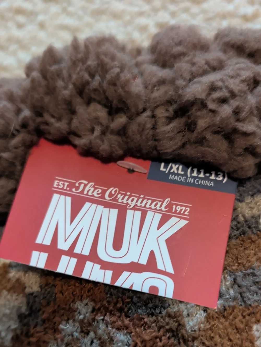 Muk Luks Men's Brown, Gray & Rust Patterned Fleece-Lined Casual Socks